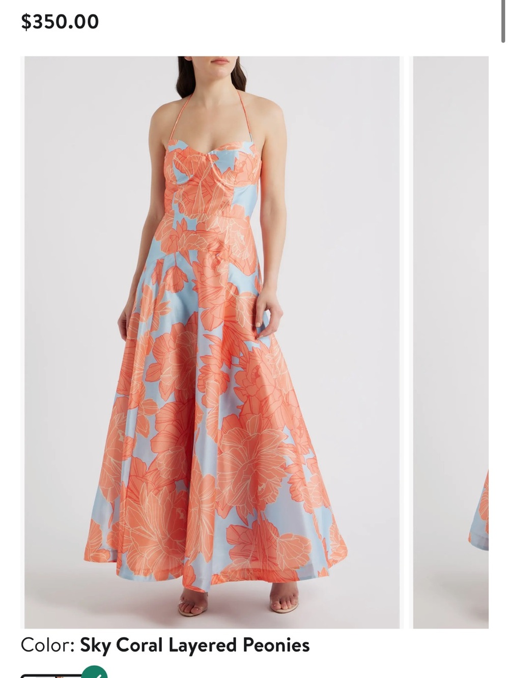 Hutch Sky Blue and Coral Floral Halter Maxi Dress